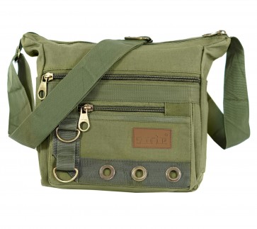 Storite Cotton Sling Cross Body Travel Office Business Messenger one Side Shoulder Bag for Men Women(24 x 8.8 x 21.5 cm,Olive)