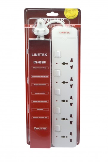 Wholesale Linetek Power Extension Board 5 socket with 2 USB port 2 meter length Cable LTK-G251U