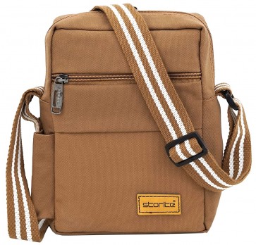 Storite Stylish Canvas Sling Cross Body Travel Office Business Messenger Bag for Men Women (25.5x18.5x8 cm, Brown)