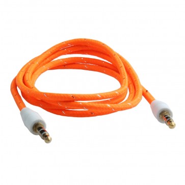 Wholesale 3.5mm Male To Male Woven Fabric Cotton Aux Audio Cable 1M - Orange