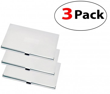 RiaTech 3 Pack Stainless Steel ATM/Visiting / id Card/Credit / Debit Card/Business Card case – Sliver 