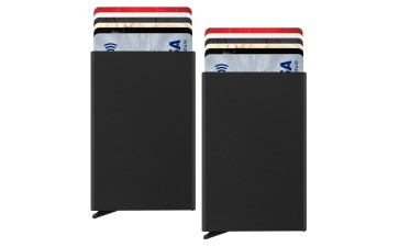 Storite 2 Pack Metal RFID Blocking Pop Up Credit Or Debit Card Holder Case for Men & Women (9.5 cm x 6 cm, Black)