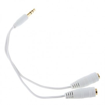 Wholesale 3.5mm Stereo Jack Splitter Cable 3.5mm Male to 2 x Female - White