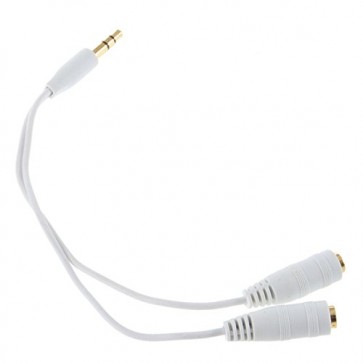 Wholesale 3.5mm Stereo Jack Splitter Cable 3.5mm Male to 2 x Female - White