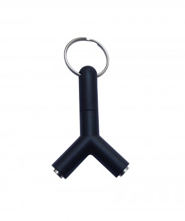 Wholesale 3.5mm Y Shape Keyring Jack Splitter - Black