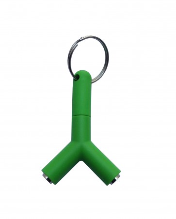 Wholesale 3.5mm Y Shape Keyring Jack Splitter - Green