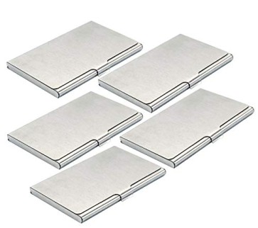 DAHSHA Steel ATM Visiting ID Card Credit Card Business Card Case Holder for Men and Women – Silver ( Pack of 5 )