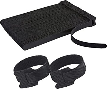 Storite Reusable Adjustable Cord Management Hook & Loop Ties Strap Wire Organizer (6 Inch, Black) (Pack of 80)
