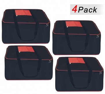 Storite Set Of 4 Big Underbed Storage Bag-(54 x 46 x 28 cm) -Black