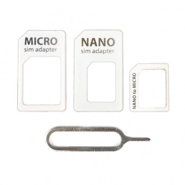  Storite Sim Card Adapter Nano to Regular/Nano to Micro/ Micro to Regular with Eject Pin (White)