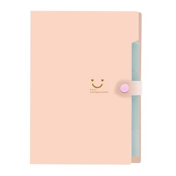 NISUN 5 Pockets File Organizer, Expanding File Folder, Accordion Document Organizer, Adjustable Buckle Folder, A4 Portable Accordion Paper/Bill/Receipt Bag - Pink