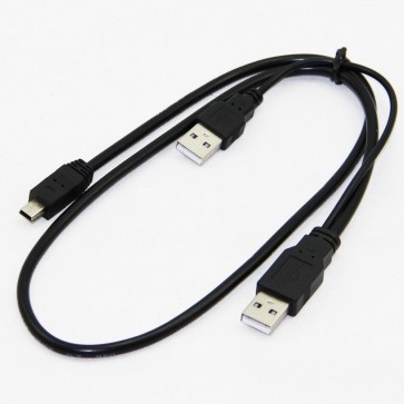 Wholesale USB 2.0 DUAL Power Y Shape to Mini B Cable - 200cm