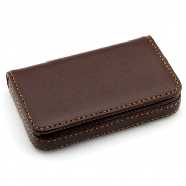 Storite Pocket Sized Stitched Leather Credit Debit Visiting Card Holder (Coffee Brown)
