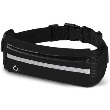 NISUN Waterproof Running Belt Waist Pack, Fit All Waist Sizes & All Phone Models for Running, Hiking, Workouts, Cycling, Travelling Money Belt - Black