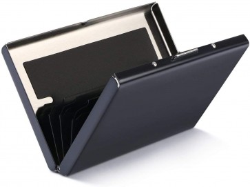 Storite Imported 8 Slot Stainless Steel RFID Blocking Metal Credit Debit Card Holder for Men Women - Black