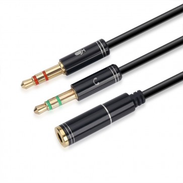 Wholesale 3.5mm Female to Dual 3.5mm Male Headphone Mic Audio Y Splitter Cable Smartphone Headset to PC Adapter