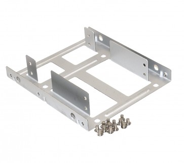 Storite Solid Steel SSD/HDD 2.5" to 3.5" Mounting Bracket/Kit (Silver Steel)