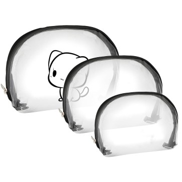 SNDIA Set of 3 Multipurpose Transparent Travel Pouch Toiletry Kit Bag Cosmetic Pouch for Women Makeup Organizer Bag, Shaving Kit Toiletry Bag for Men (22L x 17H x 8W, cm)