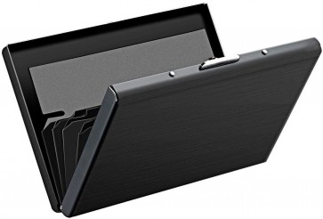 Storite 6 Slots Stainless Steel RFID Blocking Metal Credit Card Holder Wallet –(Black, 10 x 7 x 1.3 cm)