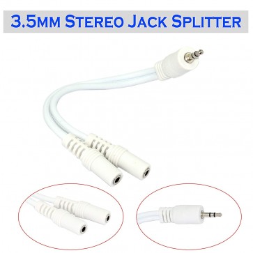 Storite 3.5mm Jack 1 Male To 2 Female Stereo Headphone Earphone Jack Y Splitter Audio Adapter Cable (White)