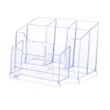 DAHSHA Premium Acrylic Transparent Visiting Business Card Holder with pen holder stand /Display Stand Desk Organizer for Office Table (Transparent-1pcs)