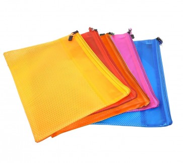 Storite Polypropylene Travel Pouch (Multicolored_Waterproof Zipper Mesh Filing Bag 5 Pack)