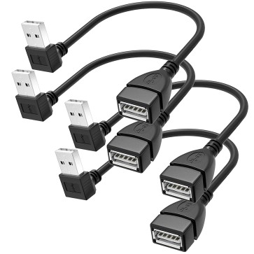 SaiTech IT 4 Pack High Speed 15cm USB 2.0 Extension Cable Angle USB Male to Female Convertor Adapter Extender Cord Up Angle and Down Angle-Black