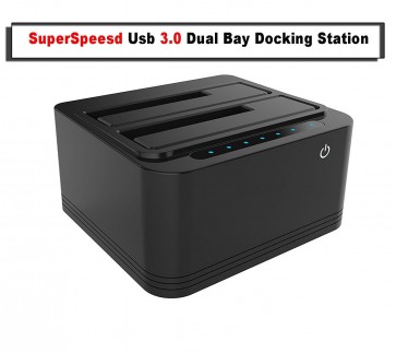 Storite USB 3.0 to SATA Dual-Bay Hard Drive Docking Station with Offline Clone Function for 2.5 / 3.5 Inch HDD SSD