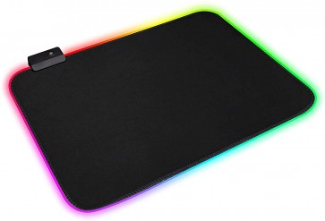 RiaTech RGB Gaming Mouse Pad, 14 LED Mode Non-Slip Rubber Base Mouse Pad for Computer/Laptop (350mm x 250mm x 4mm, Black)