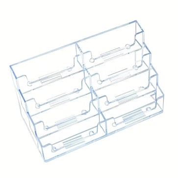 DAHSHA Premium Acrylic Transparent Crystal-Clear Visiting Business Card Holder/Display Stand Desk Organizer For Office Table (8 - TIER)