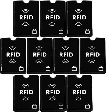 10 Pcs RFID Blocking Sleeves (Credit Card Holders Only) for Identity Theft Protection, Perfectly Fits in Wallet/Purse - Black