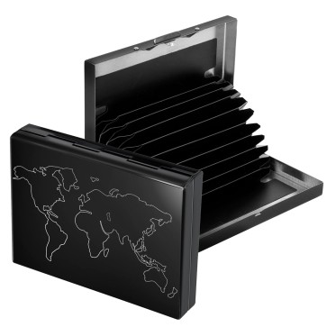 Storite 10 Slot RFID Metal Credit Debit ATM Card Holder Case Wallet for Men Women (Black Laser Print, 10 x 1.5 x 7.5cm)