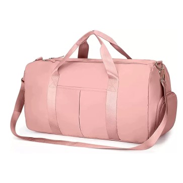 Storite Nylon 46 Cm imported Foldable Travel Duffel Bag, Sports Gym Duffle Bag, Shoulder Handbag For Women, Outdoor Weekend Bag With Shoe And Wet Clothes Compartments (Pink,46X23X23 Cm)