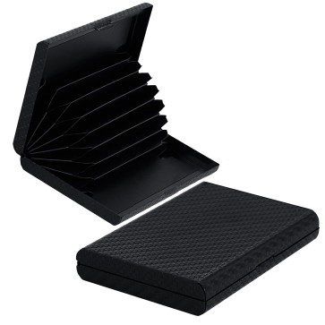 Storite 8 Slot Metal RFID Credit Or Debit Or ATM Bank Card Holder Wallet for Men & Women (Black Carbon Fiber, 9.5cm x 6.7cm x 1.5cm)