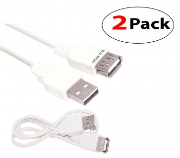 Storite Pack of 2 USB 2.0 Extension Cable - A-Male to A-Female – 2 Feet