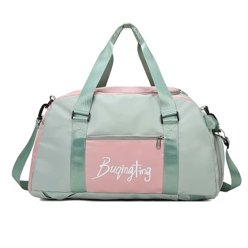 Storite Multi Purpose Travel Duffel Bag with Dry and Wet Separate Pocket, Lightweight Waterproof Backpack Carry Luggage Bag (GreenPink, 46x23x25 cm)