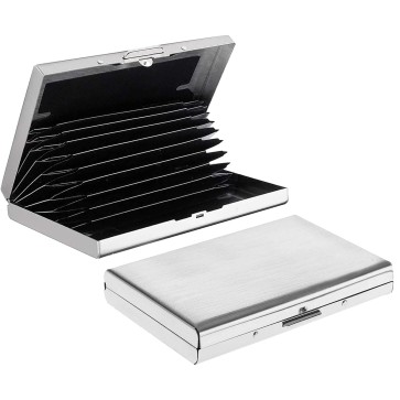 Storite Imported Large 10 Slots Metal RFID Metal Credit Debit ATM Card Holder Case Wallet for Men Women -Silver (10cm x 7cm x 1.5cm)