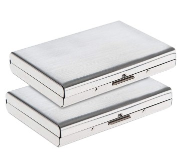 Dahsha 8 Slots Steel RFID Blocking Metal Pocket Sized Credit Card Holder Wallet for Men & Women ( Silver, 9.5 x 6.5 x 1.5cm ) Pack of 2