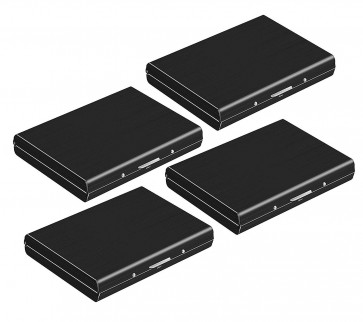 Storite 4 Pack 6 Slots Stainless Steel RFID Blocking Metal Credit Card Holder (Black)