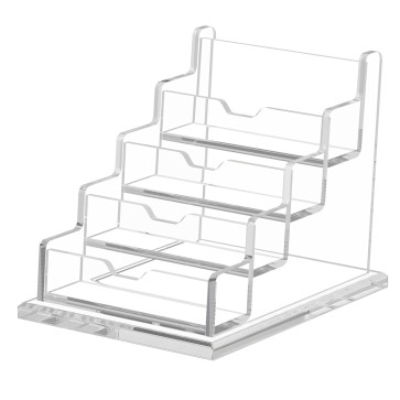 DAHSHA Premium Acrylic Transparent Crystal-Clear Visiting Business Card Holder/Display Stand Desk Organizer For Office Table (4 - TIER)