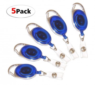 RiaTech 5 Pcs Oval Shape Retractable Yo-Yo Clip for Id Card Holder - Blue