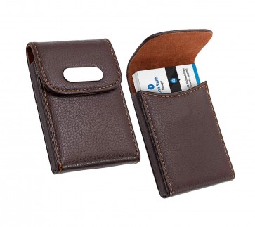 Storite Leather Pocket Sized Visiting/Business/Name Card Holder with Magnetic Shut for Men & Women - (Vertical Brown, 9 x 1.5 x 6.3cm)