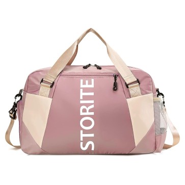 Storite Nylon 47 Cm Imported Travel Duffle Bag, Sports Shoulder Bag for Women with Wet Pocket & Shoe Compartment Weekender Overnight Luggage Bag (Pink,47x20x28 cm)