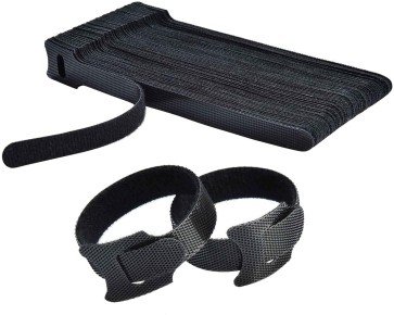 Storite Reusable Adjustable Cord Management Hook & Loop Ties Strap Wire Organizer (6 Inch, Black) (Pack of 20)