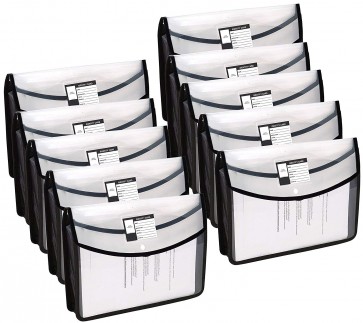 Storite 10 Pcs Transparent Poly-Plastic A4 Document Holder with Snap Button Closure, Project Envelope Folder