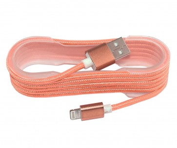 Wholesale USB 2.0 IPhone 5/6/7 Charging And Cotton braided cable- Orange