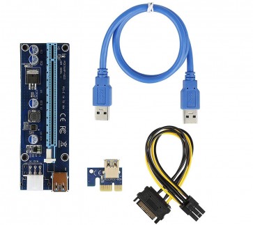 Storite Riser Card PCI-E Express 1x -16x Video Extender Cable Adapter with 6 Pin Power for Bitcoin Mining