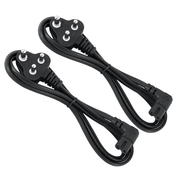 Storite 2 Pack 3 Mtr 2-Pin Universal AC Laptop Power Cable Cord 2 Pin Plug - L Shape Adapter Charger Laptop/Camera/Printer