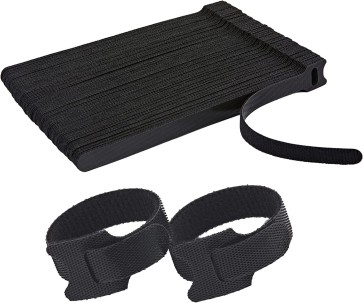 Storite Reusable Adjustable Cord Management Hook & Loop Ties Strap Wire Organizer (6 Inch, Black) (Pack of 50)