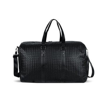 Storite Pu Leather 50 cm Luggage Travel Duffle Bag Sports Gym Shoulder Bag for Men Outdoor Weekend Bag for Men with Shoe Compartment - (Black - 50 x 22 x 30 Cm)